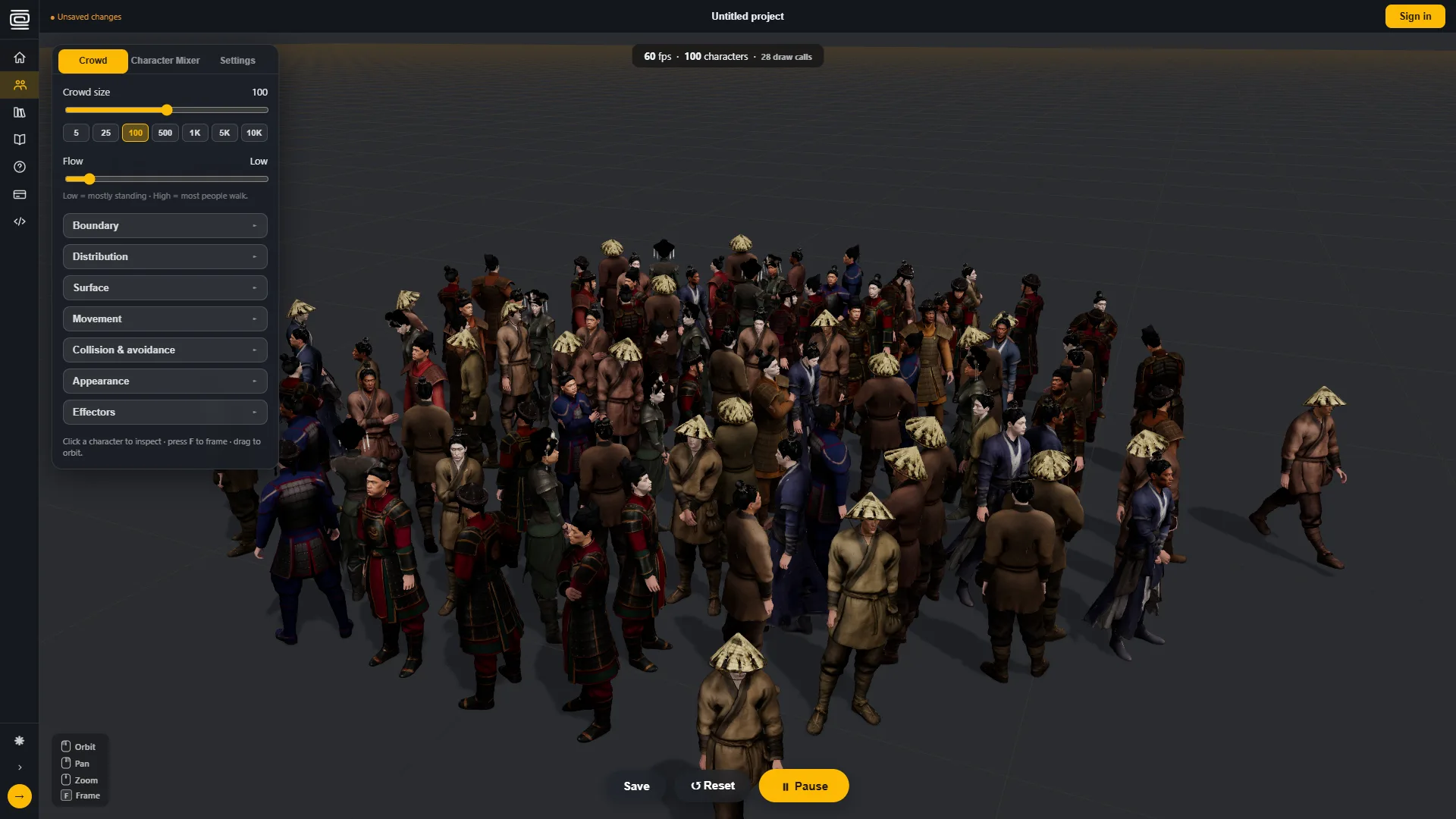 Flow low: most characters standing